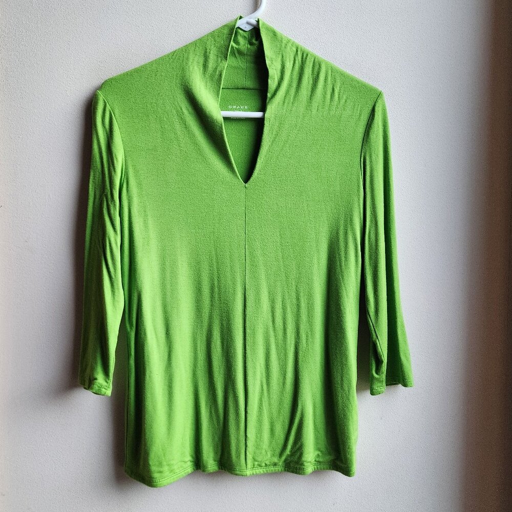 GRACE Bright Green Three Quarter Sleeve Jersey Size Small